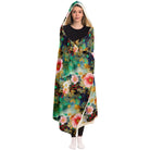Blanket hoodie with Japanese floral art print