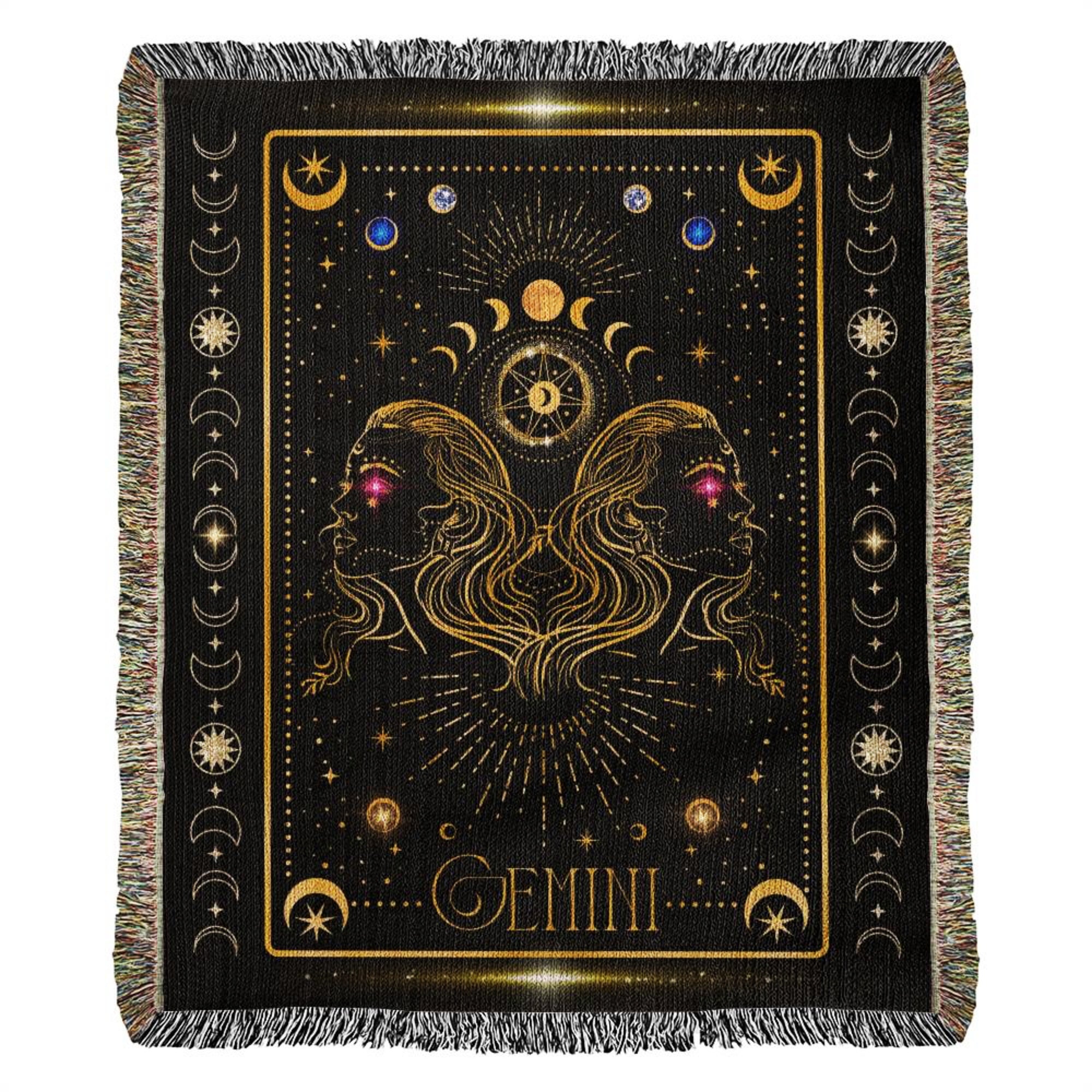 Gemini Gifts Zodiac Luxury Cotton Woven Throw Blanket