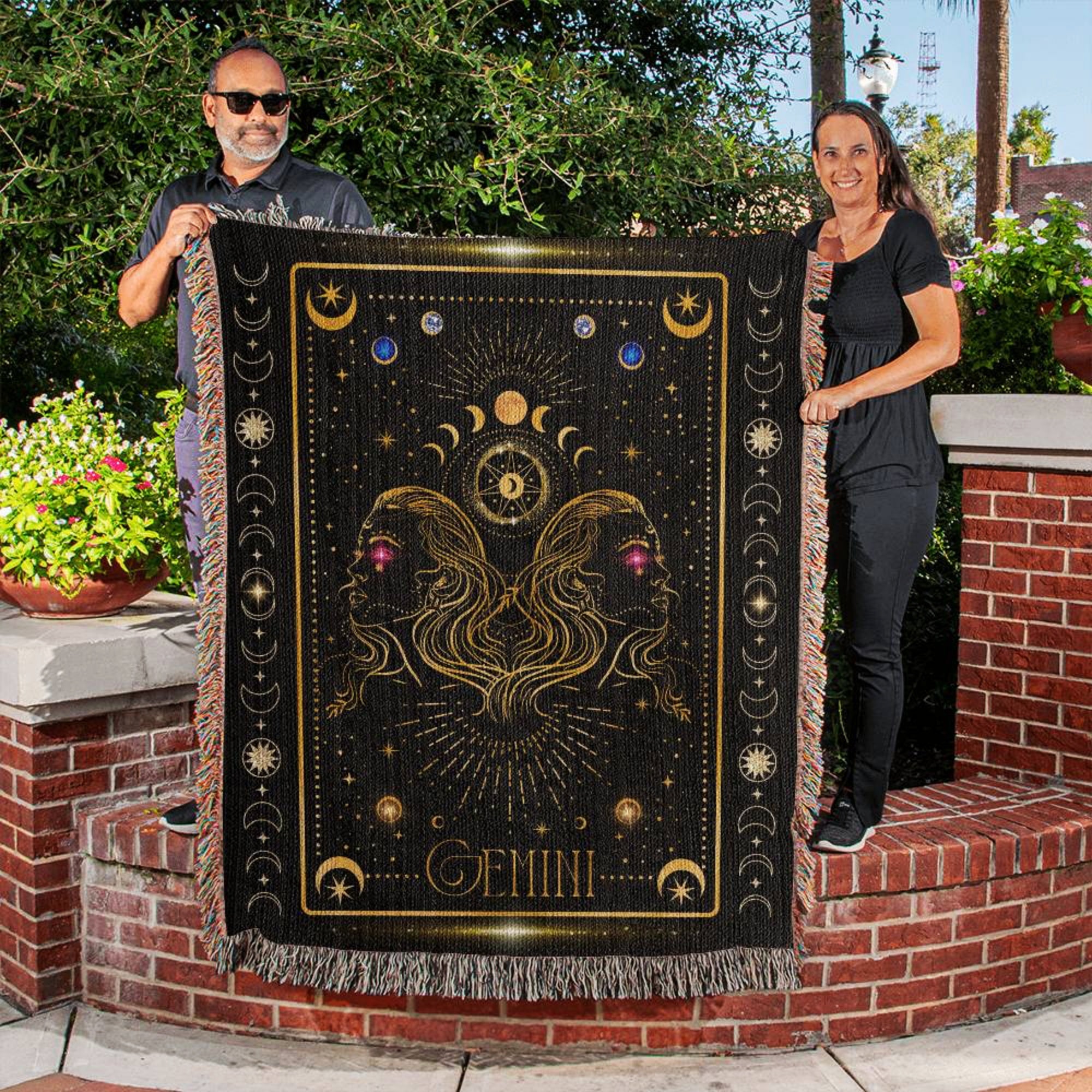 Gemini Zodiac Cotton Woven Throw Blanket