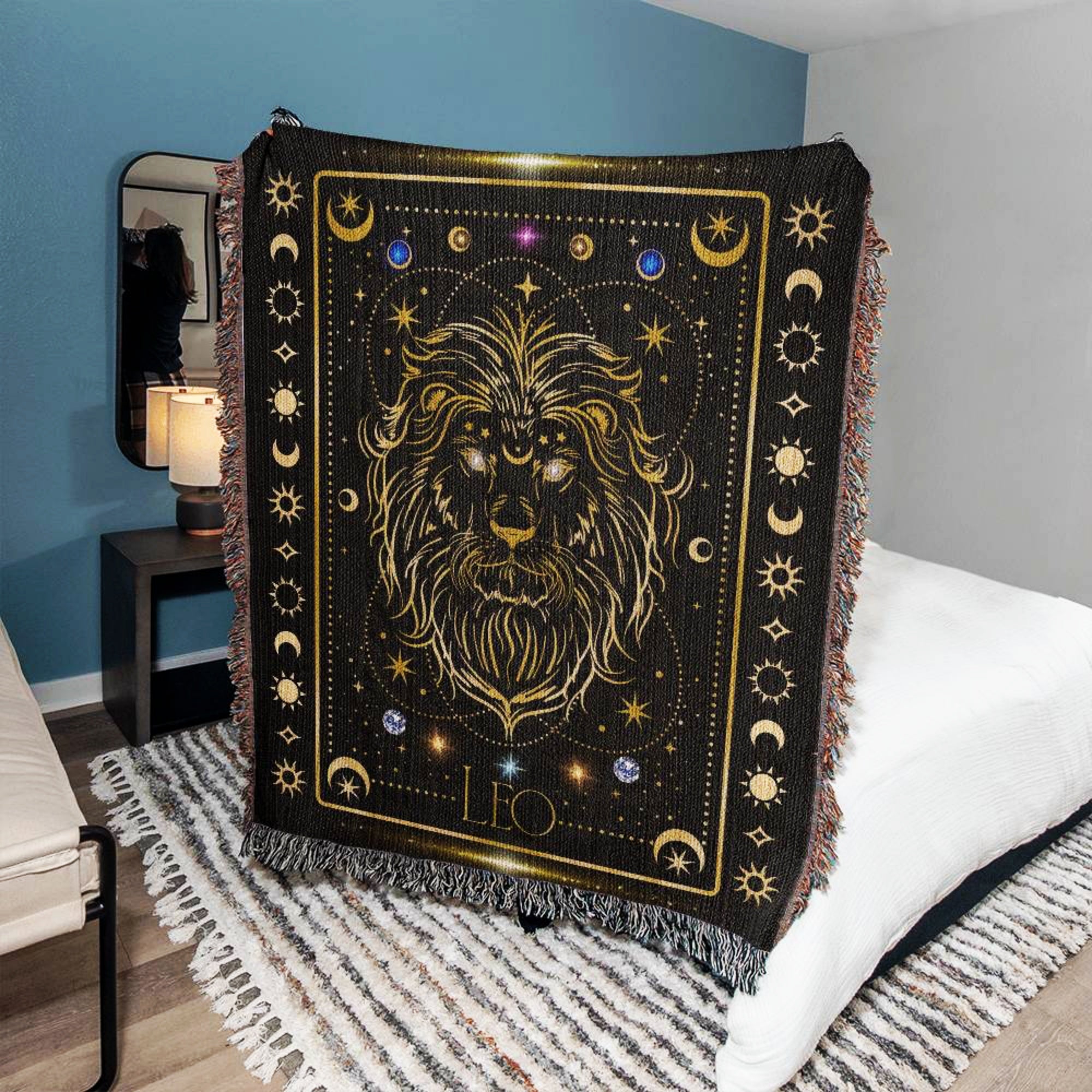 Leo Zodiac Astrology Gift Woven Blanket