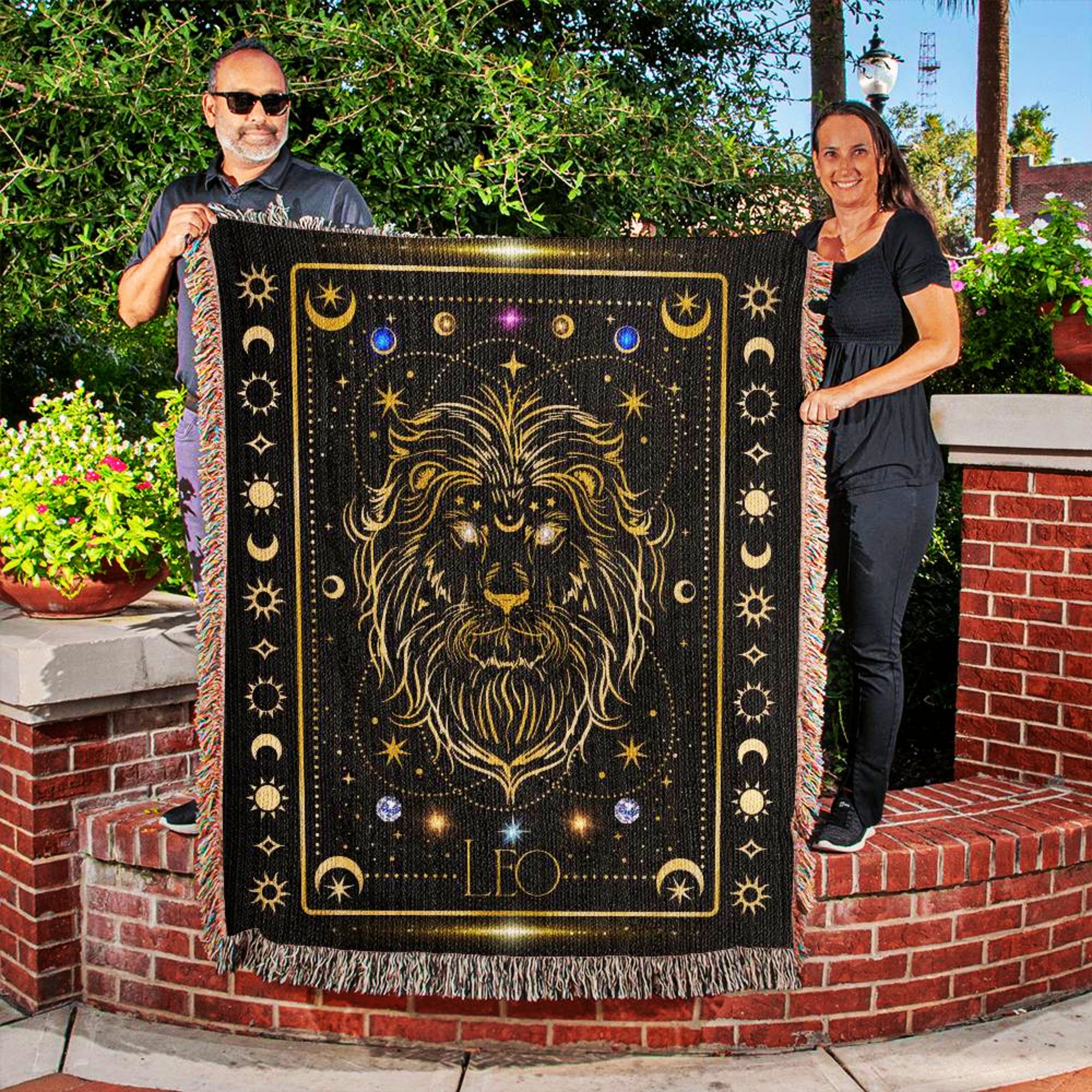 Leo Zodiac Astrology Gift Cotton Woven Blanket