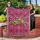 Pink Leopard Print Woven Throw Blanket