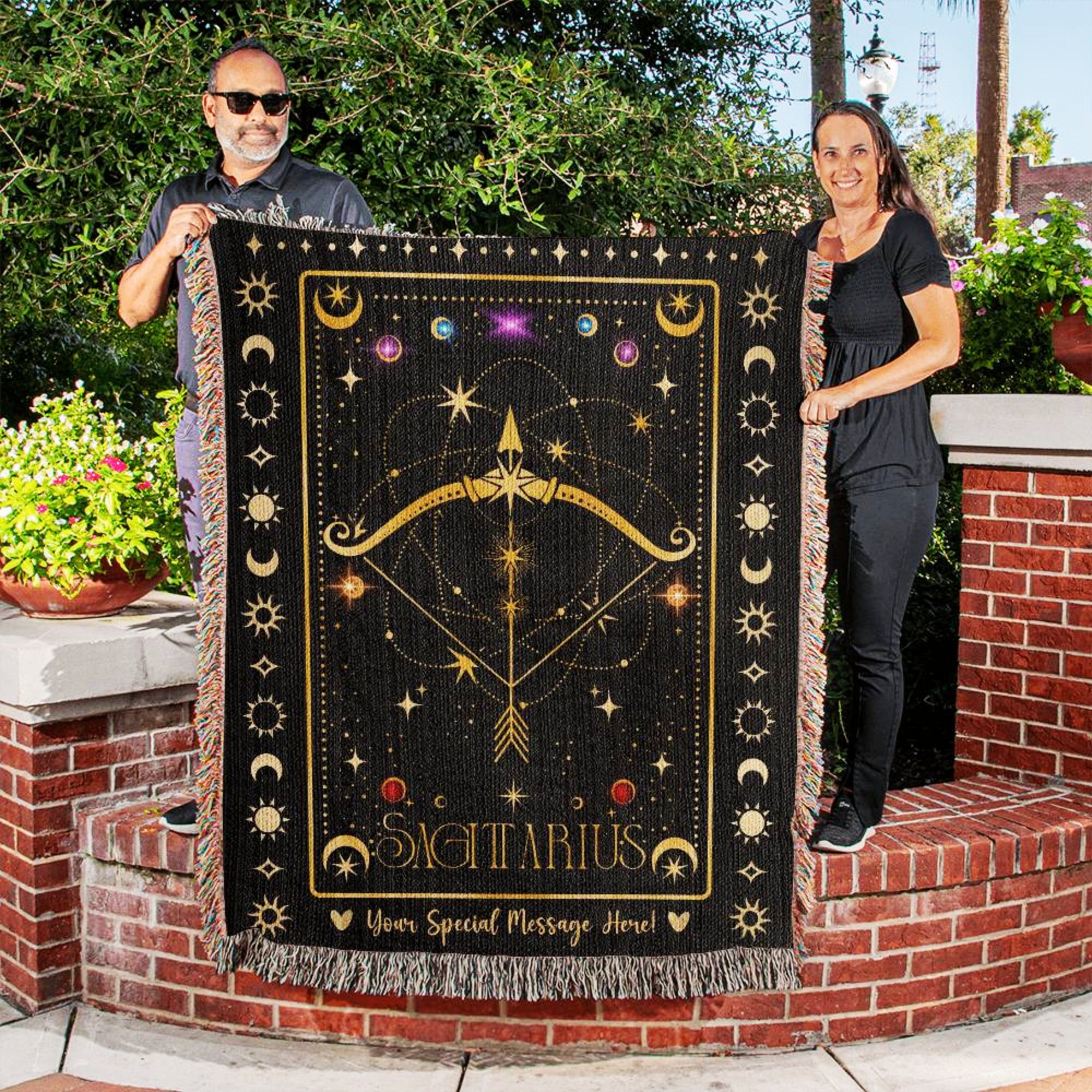 Personalized Sagittarius Zodiac Woven Blanket