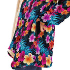 Vintage Hawaiian Floral Print Luxurious Cloak with Hood - ELIVIOR
