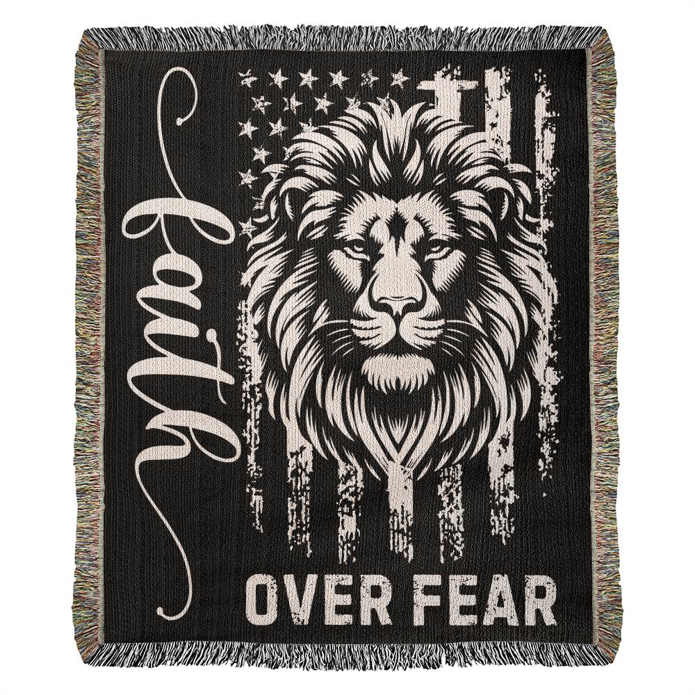 Faith Over Fear Christian  Tapestry Blanket Throw