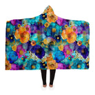 Hoodie blanket with gold ink floral print