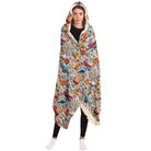 comfy blanket hoodie with floral birds print
