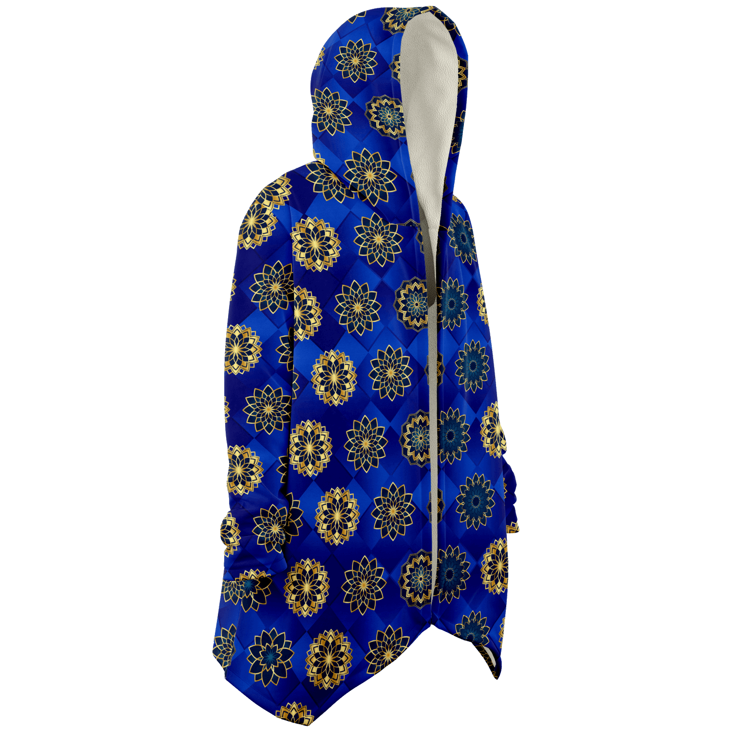 Blue Diamond Golden Mandala Luxurious Cloak - ELIVIOR