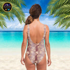 Champagne Damask Velvet Pattern One Piece Swimsuit - ELIVIOR