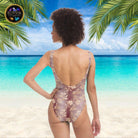 Champagne Damask Velvet Pattern One Piece Swimsuit - ELIVIOR