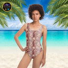 Champagne Damask Velvet Pattern One Piece Swimsuit - ELIVIOR