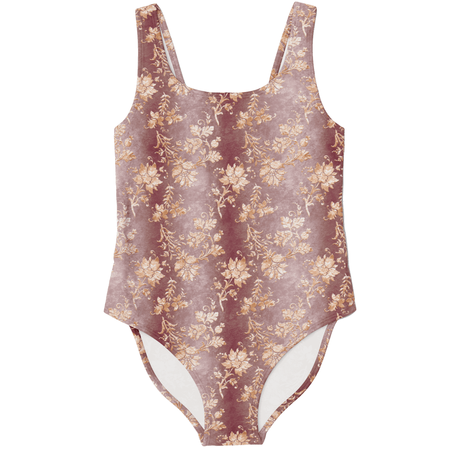 Champagne Damask Velvet Pattern One Piece Swimsuit - ELIVIOR