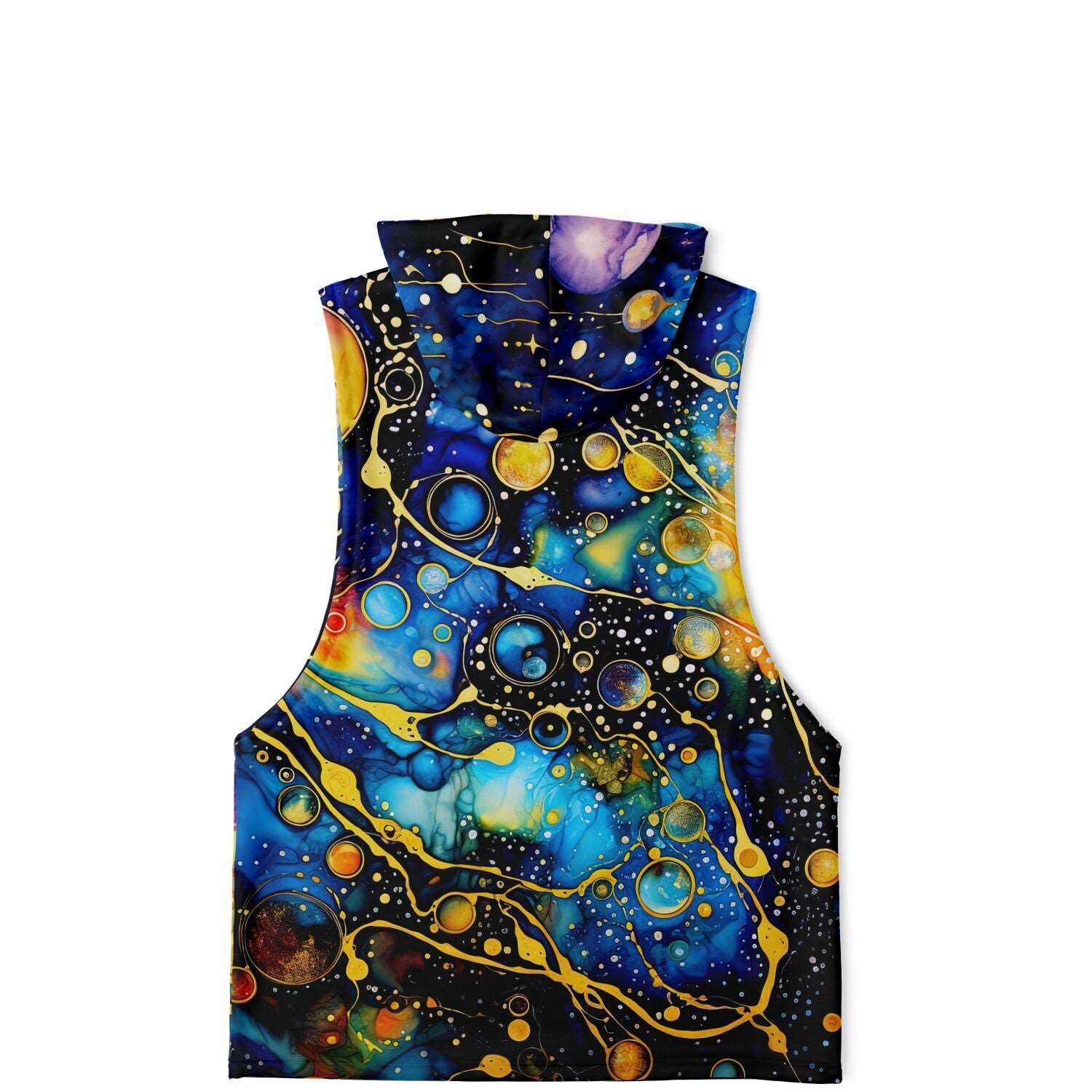Drop Arm Hoodie with Bold Abstract Celestial Print - ELIVIOR
