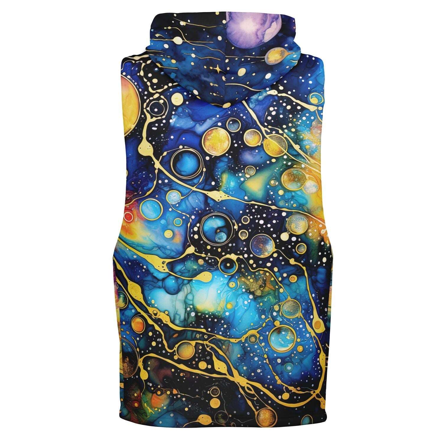 Drop Arm Hoodie with Bold Abstract Celestial Print - ELIVIOR