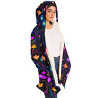 fashionable vibrant floral cloak with hood