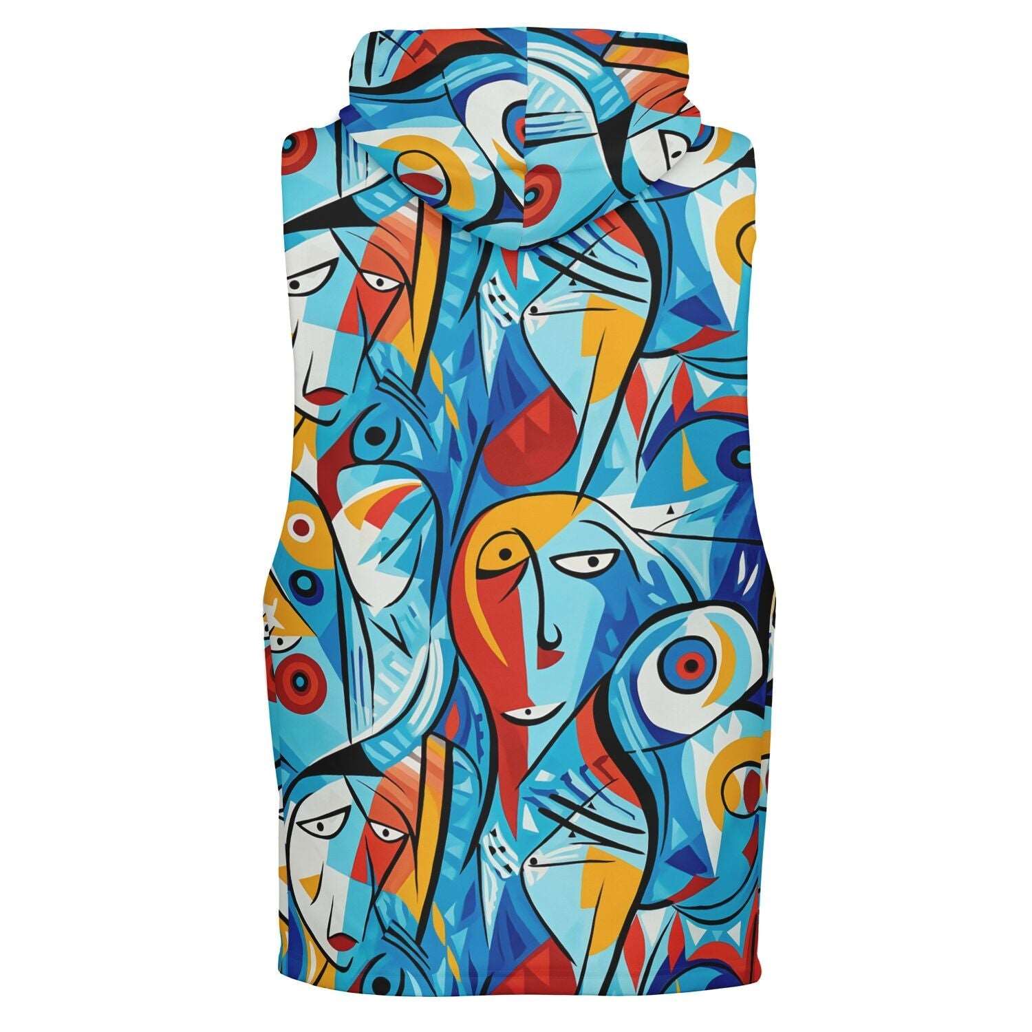 Picasso Fashion Drop Arm Sleeveless Hoodie - ELIVIOR
