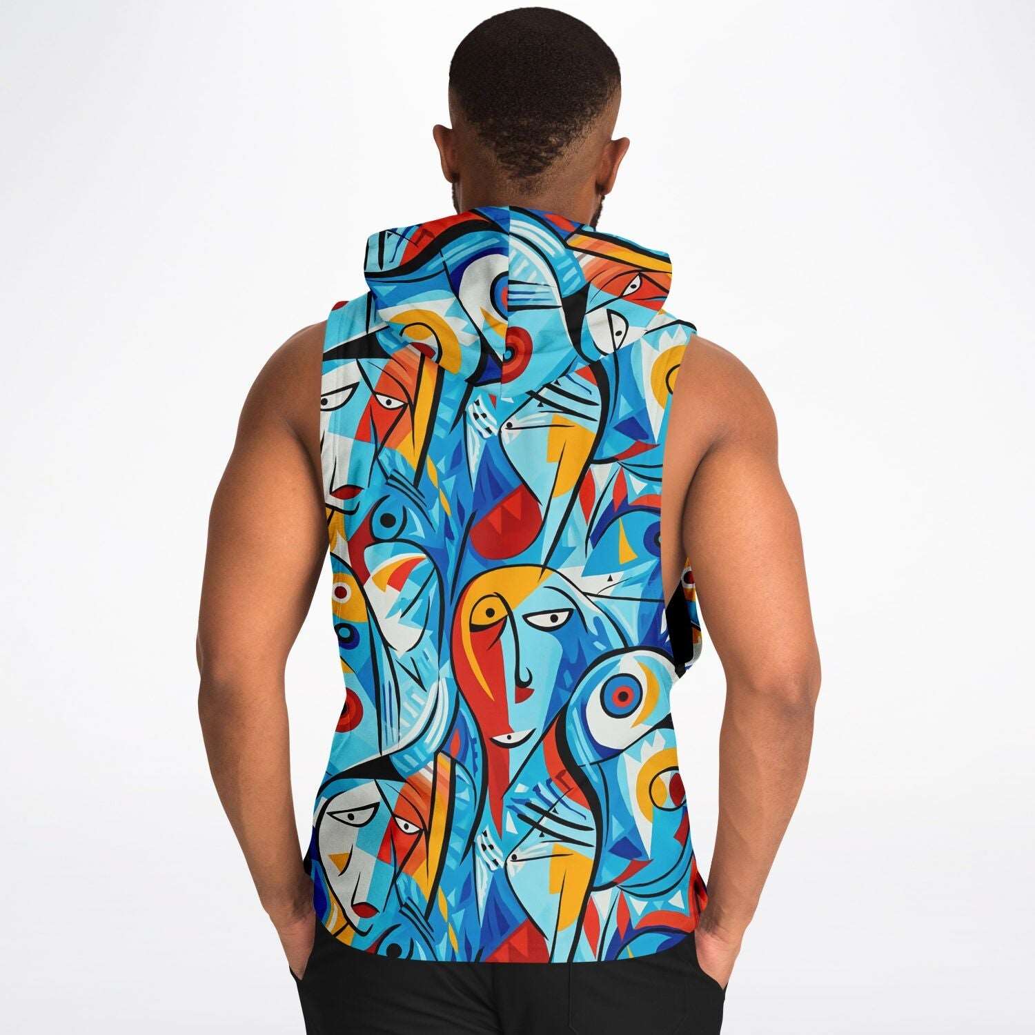 Picasso Fashion Drop Arm Sleeveless Hoodie - ELIVIOR