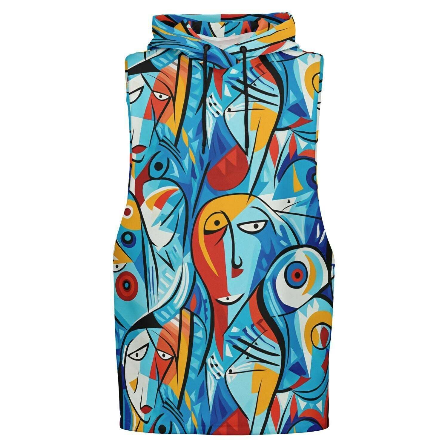 Picasso Fashion Drop Arm Sleeveless Hoodie - ELIVIOR