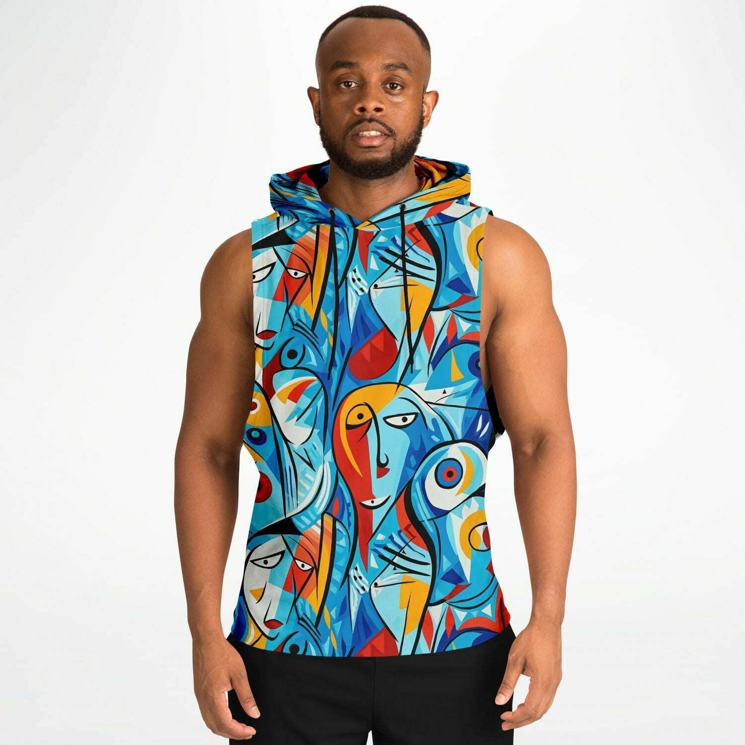 Picasso Fashion Drop Arm Sleeveless Hoodie - ELIVIOR