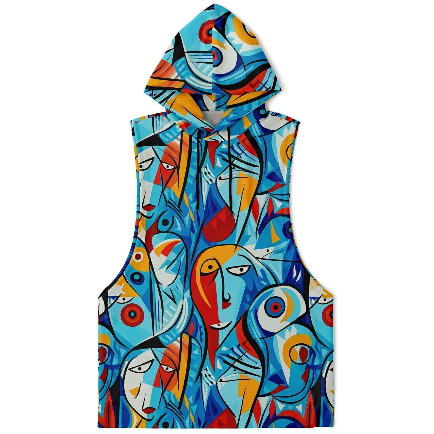Picasso Fashion Drop Arm Sleeveless Hoodie - ELIVIOR