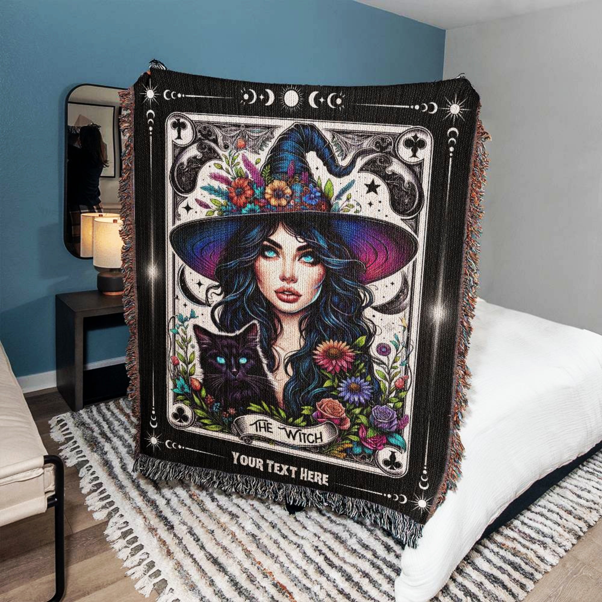 The Witch Tarot Card Woven Blanket Throw