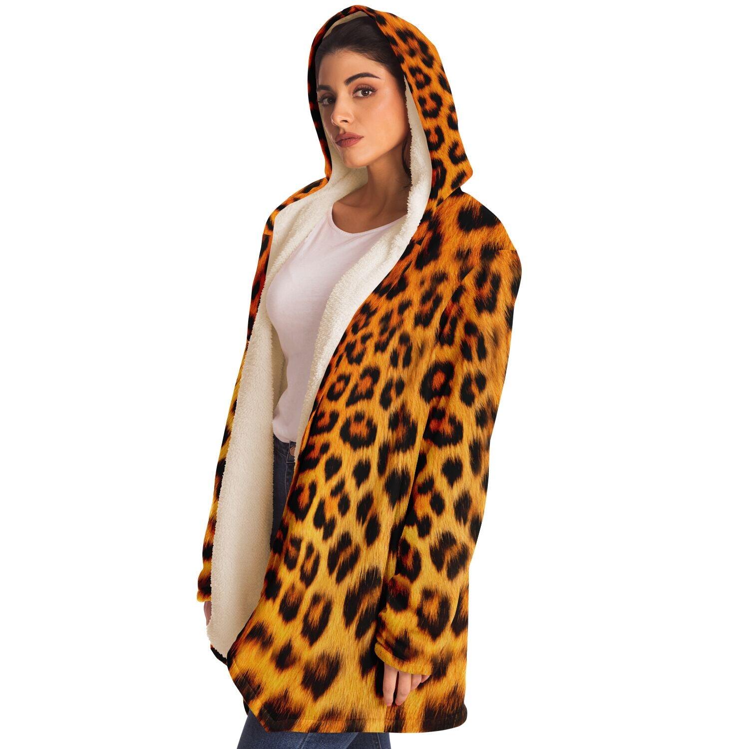 Luxurious Fashionable Leopard Print Cloak with Hood - ELIVIOR