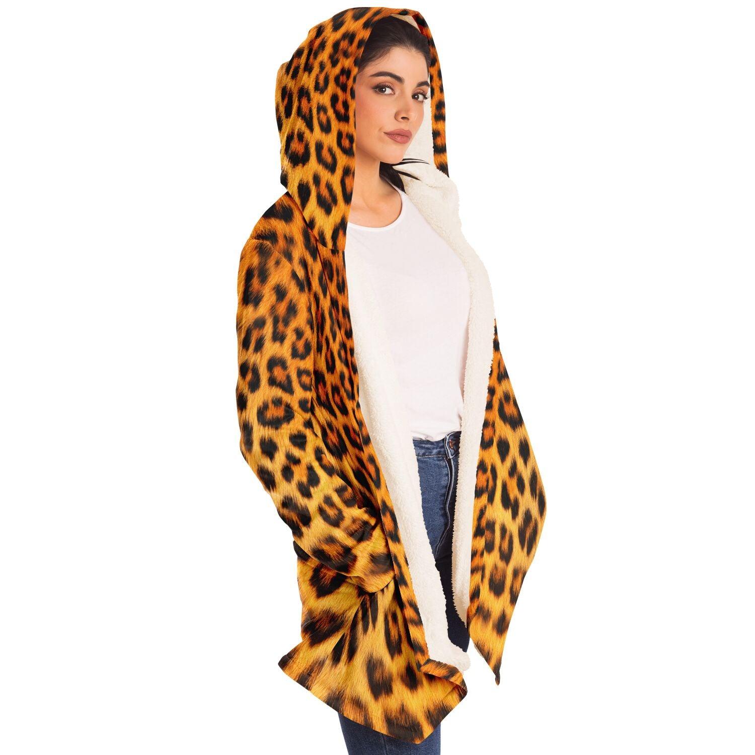 Luxurious Fashionable Leopard Print Cloak with Hood - ELIVIOR