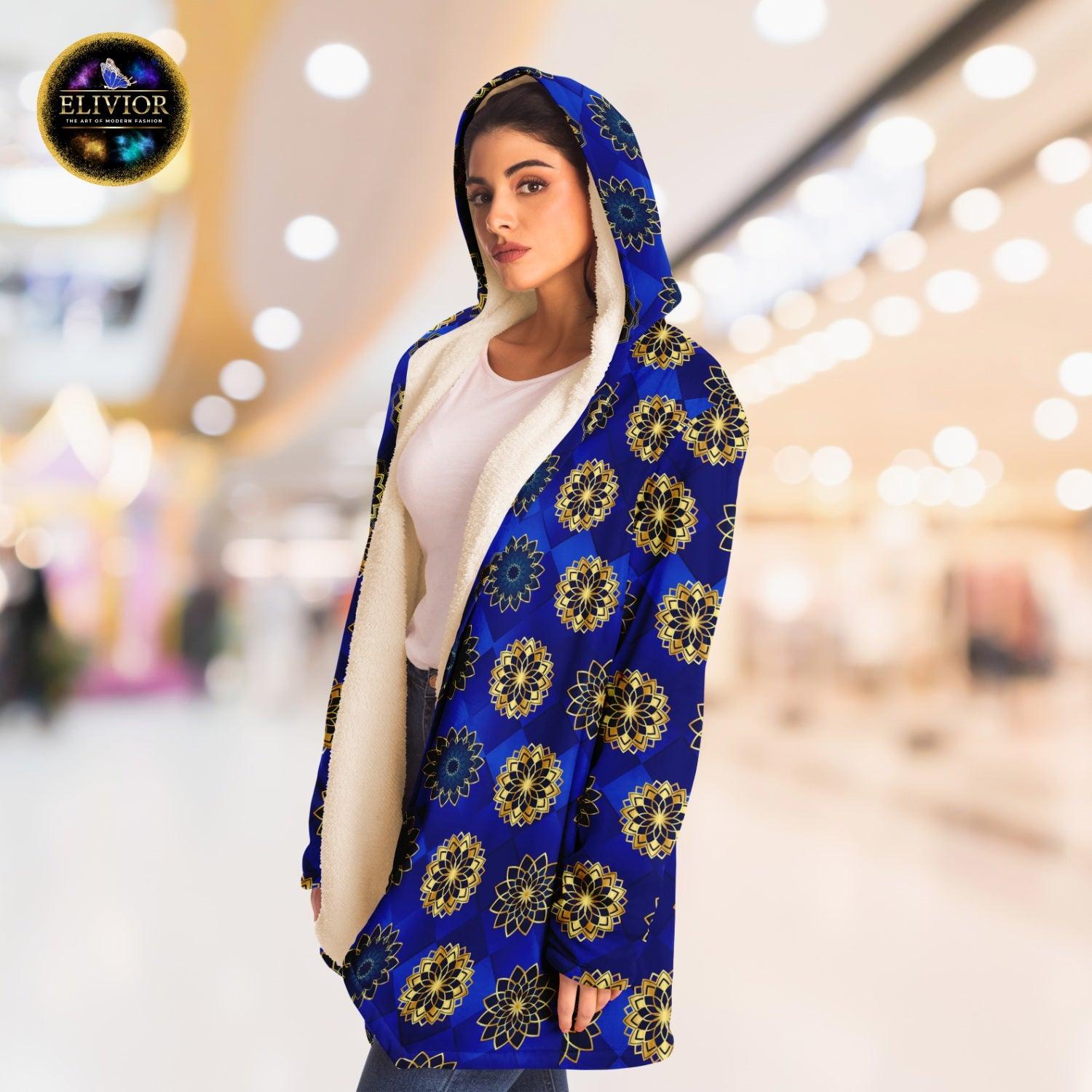 Blue Diamond Golden Mandala Luxurious Cloak - ELIVIOR