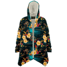 Chiyogami Flowers Print Luxury Cloak with Hood - ELIVIOR