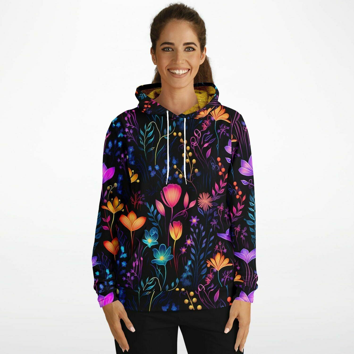 Colorful Comfy Neon Flowers Luxury Fashion Hoodie ELIVIOR