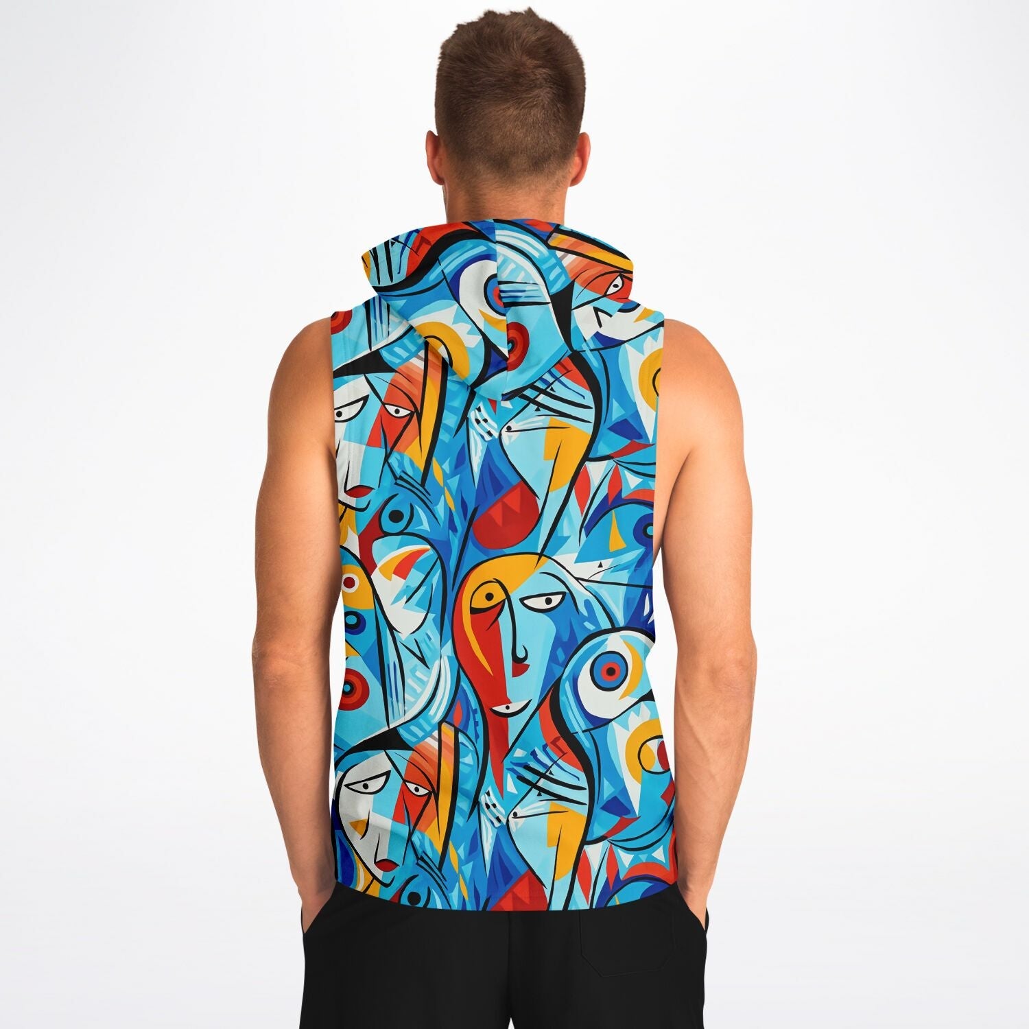 Picasso Fashion Drop Arm Sleeveless Hoodie - ELIVIOR