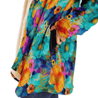 Stylish Gold Ink Flowers Luxurious Cloak with Hood - ELIVIOR