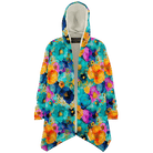 Stylish Gold Ink Flowers Luxurious Cloak with Hood - ELIVIOR
